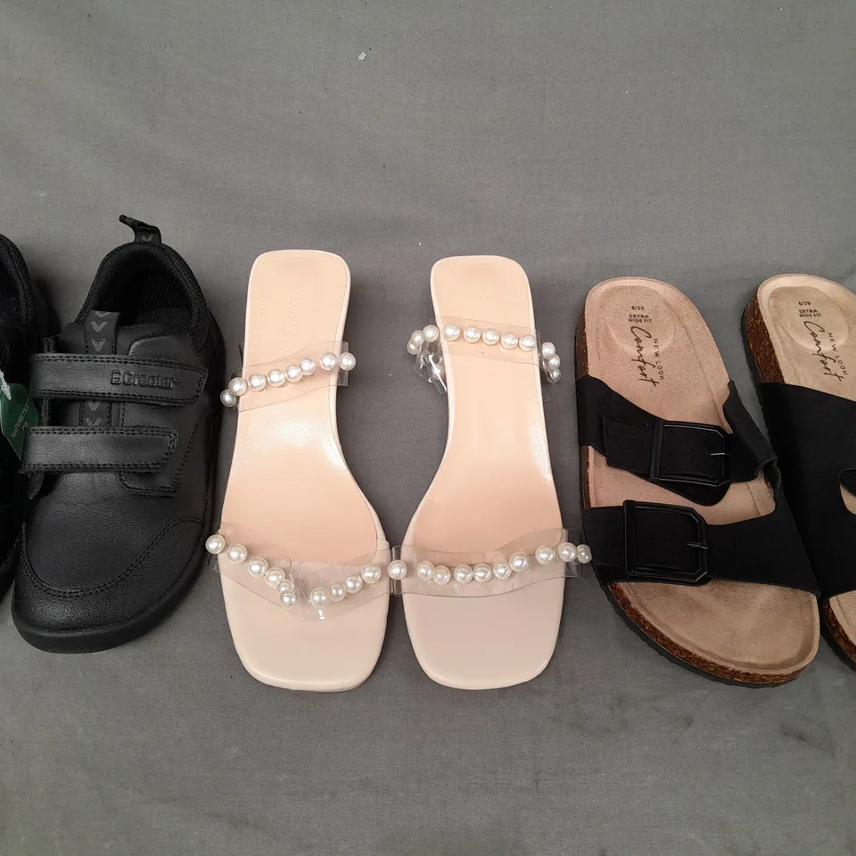 BOX OF APPROXIMATELY 15 ASSORTED PAIRS OF SHOES AND FOOTWEAR ITEMS IN VARIOUS STYLES AND SIZES TO INCLUDE BGREATER, YONGXU, NEW LOOK, ETC - COLLECTION ONLY