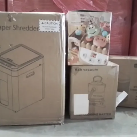 PALLET OF ASSORTED HOUSEHOLD PRODUCTS AND ITEMS TO INCLUDE; PAPER SHREDDER,ASH VACUUM,STAINLESS STEEL PEDAL TRASH BIN