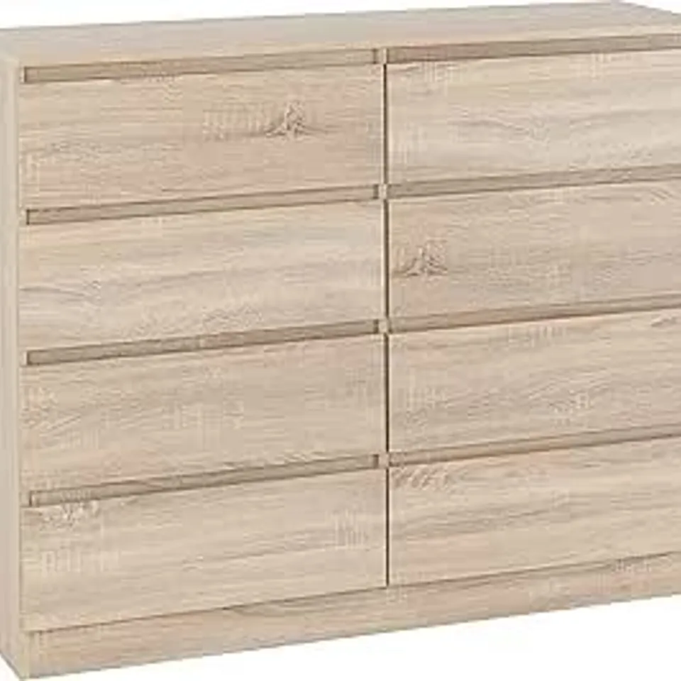 BOXED SECONIQUE MALVERN 8 DRAWER CHEST IN SONOMA OAK EFFECT (2 BOX)