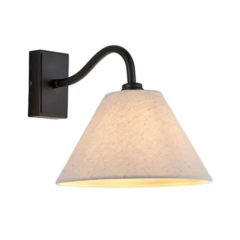 BOXED LUMINOSA KNOLE WALL LAMP WITH SHADE MATT BLACK & NATURAL FAUX LINEN E14
