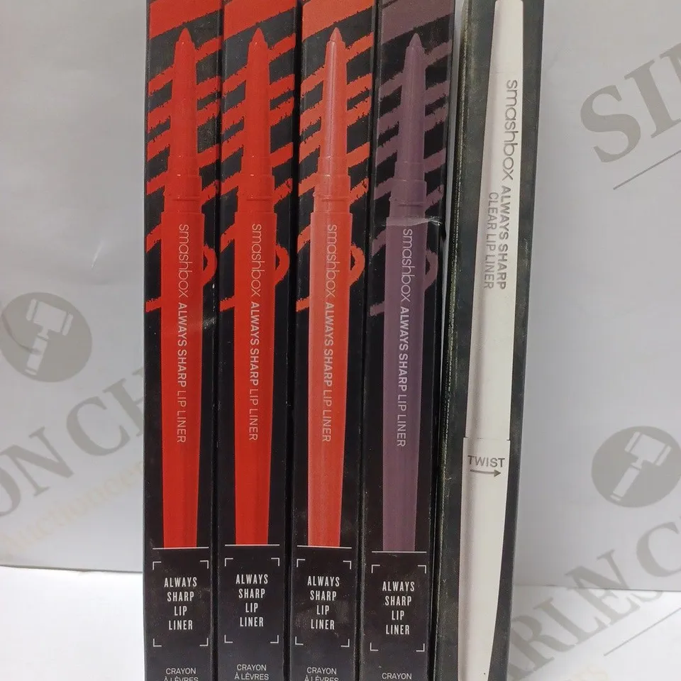LOT OF 5 ASSORTED SMASHBOX LIP LINERS TO INCLUDE FIREBALL, CLEAR, PUNKED, ETC 