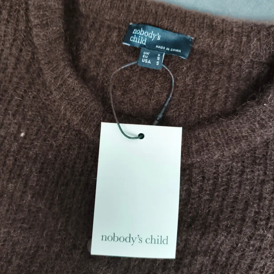 NOBODYS CHILD BUTTON THROUGH MOHAIR VEST IN BROWN - UK SMALL