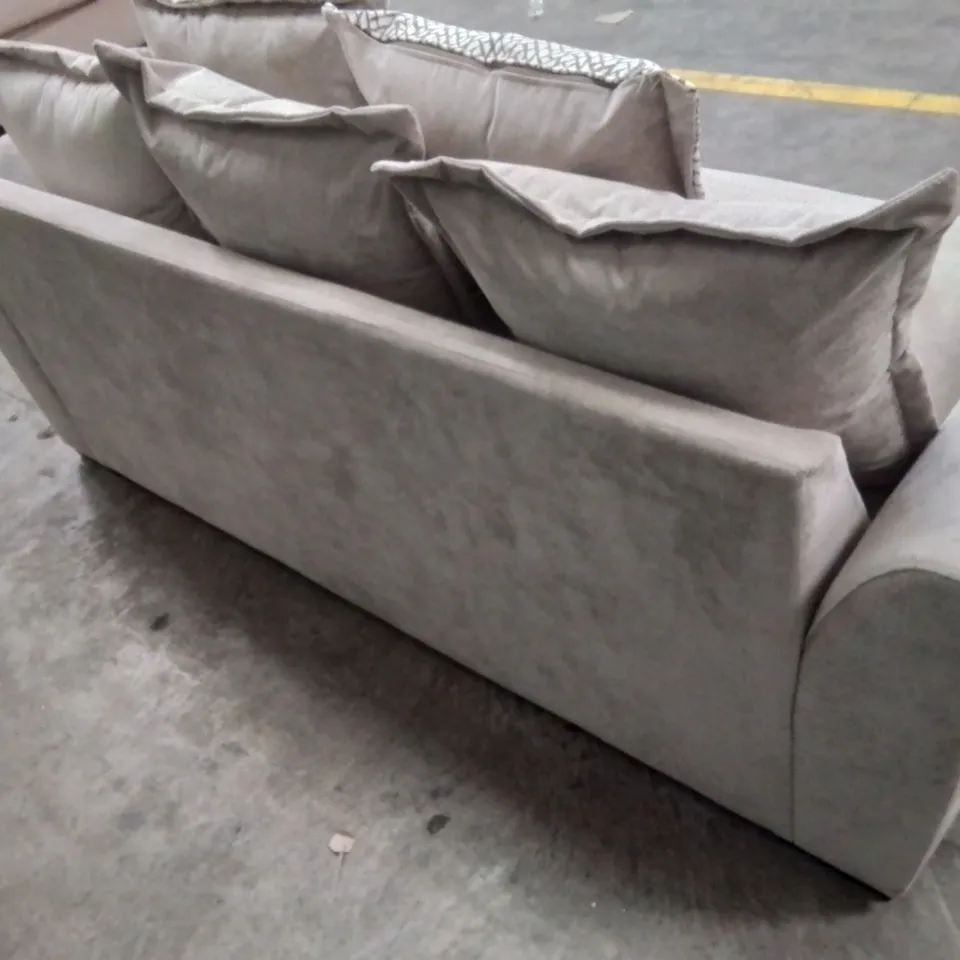 QUALITY DESIGNER 3 SEATER CREAM FABRIC UPHOLSTERED SOFA