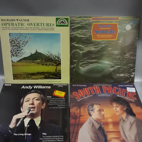 APPROXIMATELY 20 ASSORTED VINYLS TO INCLUDE SOUTH PACIFIC, ANDY WILLIAMS, SWAN LAKE ETC