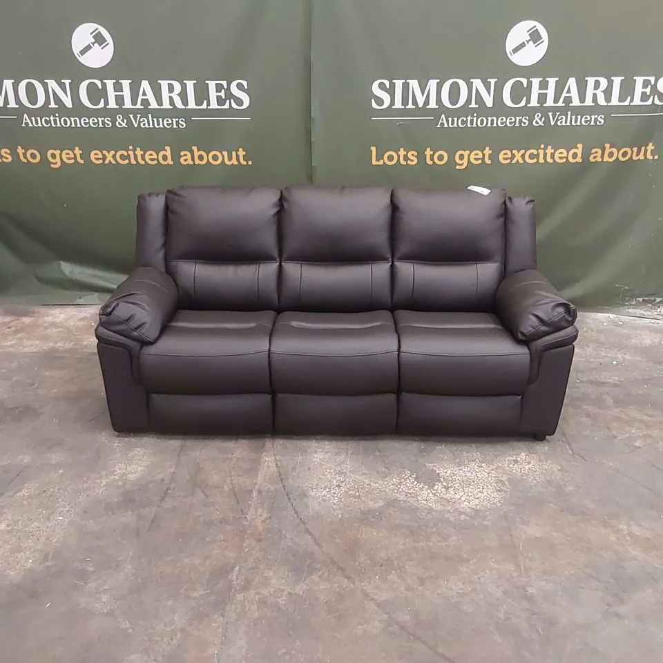 QUALITY DESIGNER BLACK FAUX LEATHER ALBION FIXED 3 SEATER SOFA  RRP £699