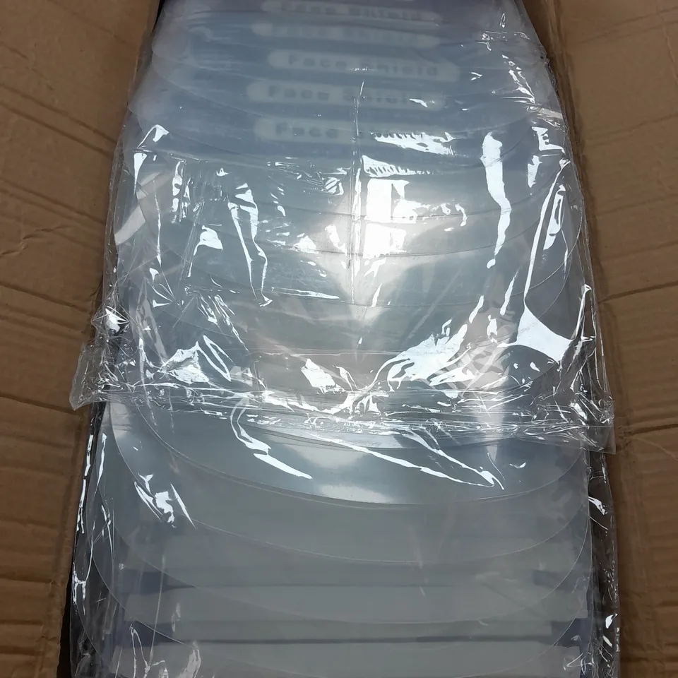 LARGE BOX OF APPROX. 300 FACE SHIELDS 