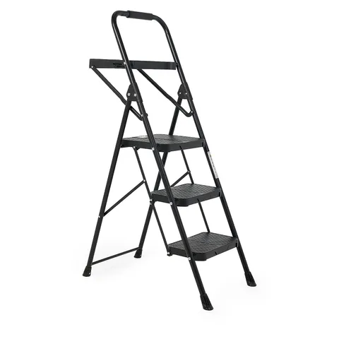BOXED SIMPLI 3 STEP LIGHTWEIGHT LADDER WITH TOOL TRAY IN STEEL BLUE