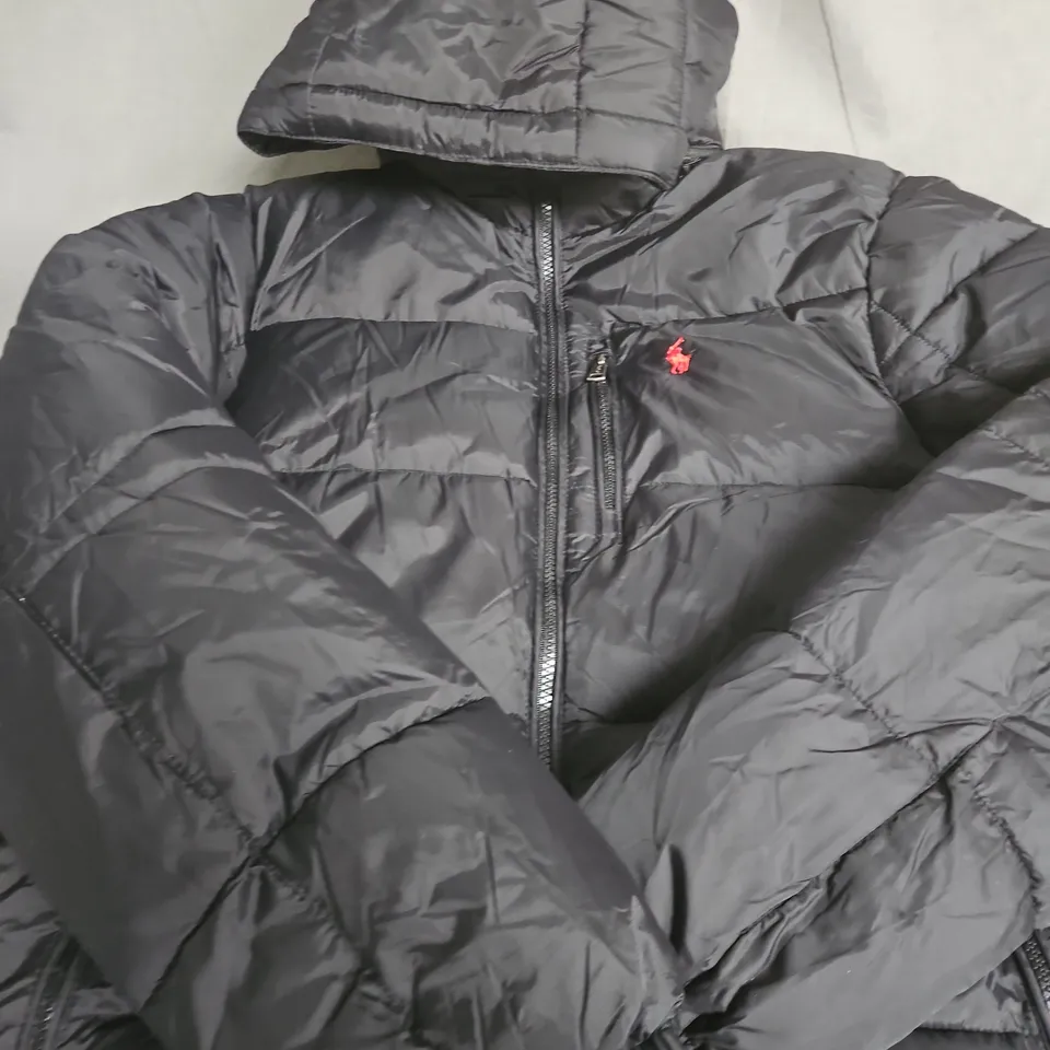RALPH LAUREN BLACK HOODED PUFFER JACKET – MEN'S - LARGE 
