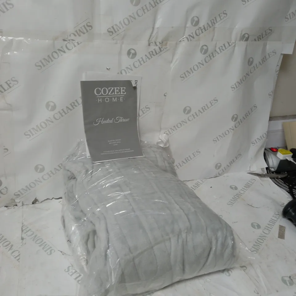 COZEE HOME HEATED BLANKET IN LIGHT GREY