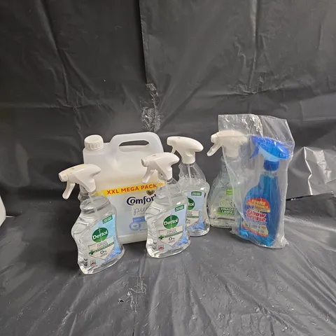 10 ASSORTED LARGE LIQUIDS TO INCLUDE DETTOL SURFACE CLEANER, ELBOW GREASE, COMFORT PURE, ETC - COLLECTION ONLY