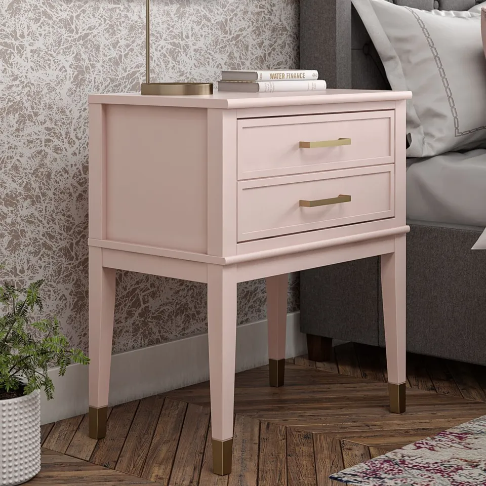BOXED BEDSIDE CABINET 2 DRAWER WESTERLEIGH END TABLE PINK