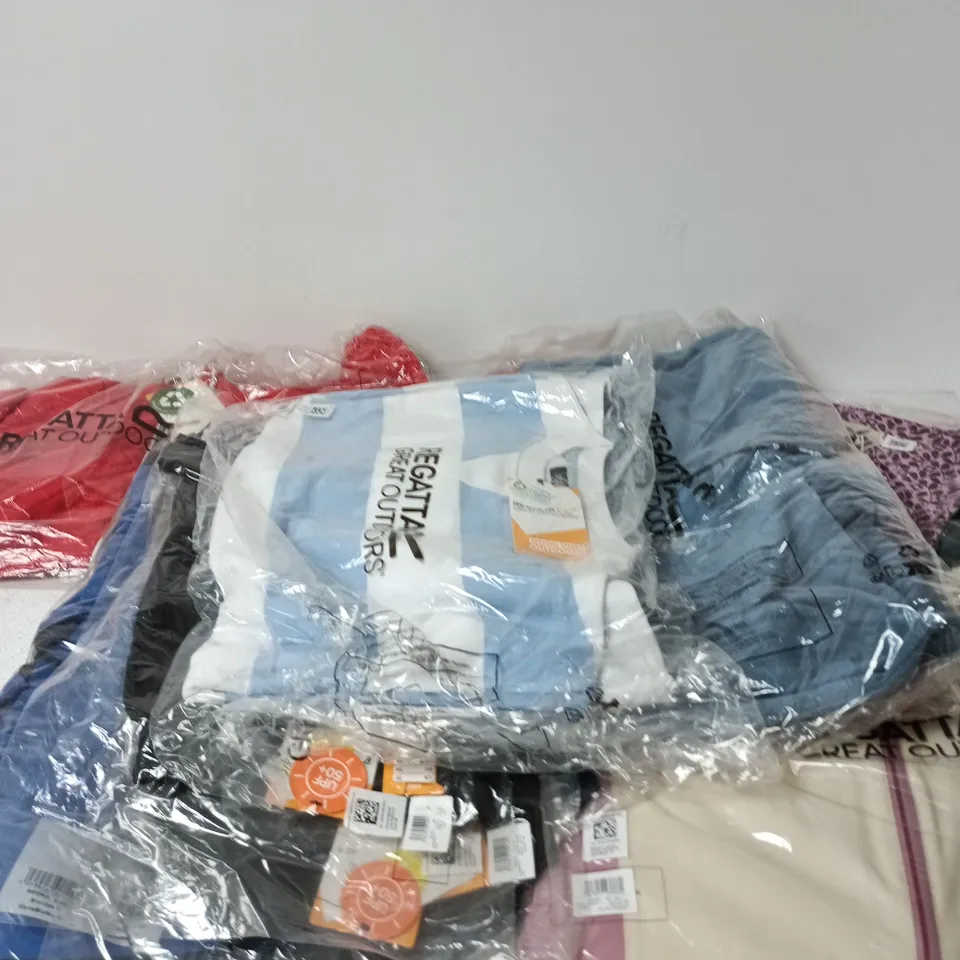 BOX OF APPROXIMATELY 14 BRAND NEW ASSORTED REGATTA CLOTHING ITEMS IN VARIOUS STYLES , COLOURS AND SIZES INCLUDING RADDICK COAT AND BAYLETTA COAT
