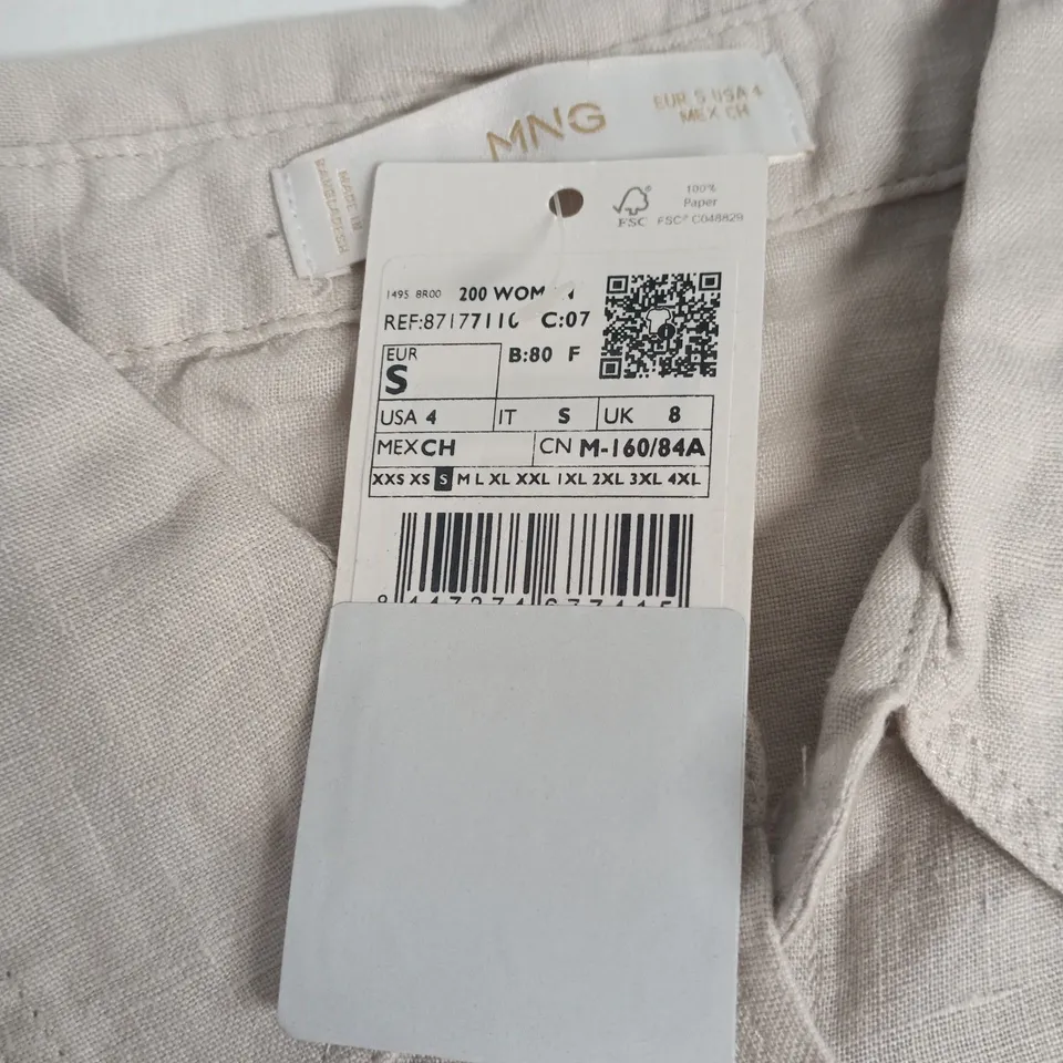 MANGO MNG LINEN SHIRT, NATURAL, WOMEN'S UK 8 (US 4, EUR S) – TAG ATTACHED