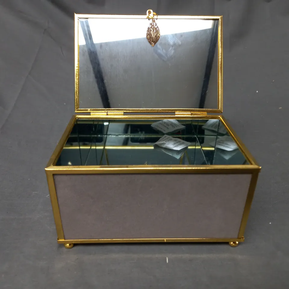 BOXED SOPHIA JEWELLERY BOX W. MIRRORED GLASS INTERIOR - COLLECTION ONLY