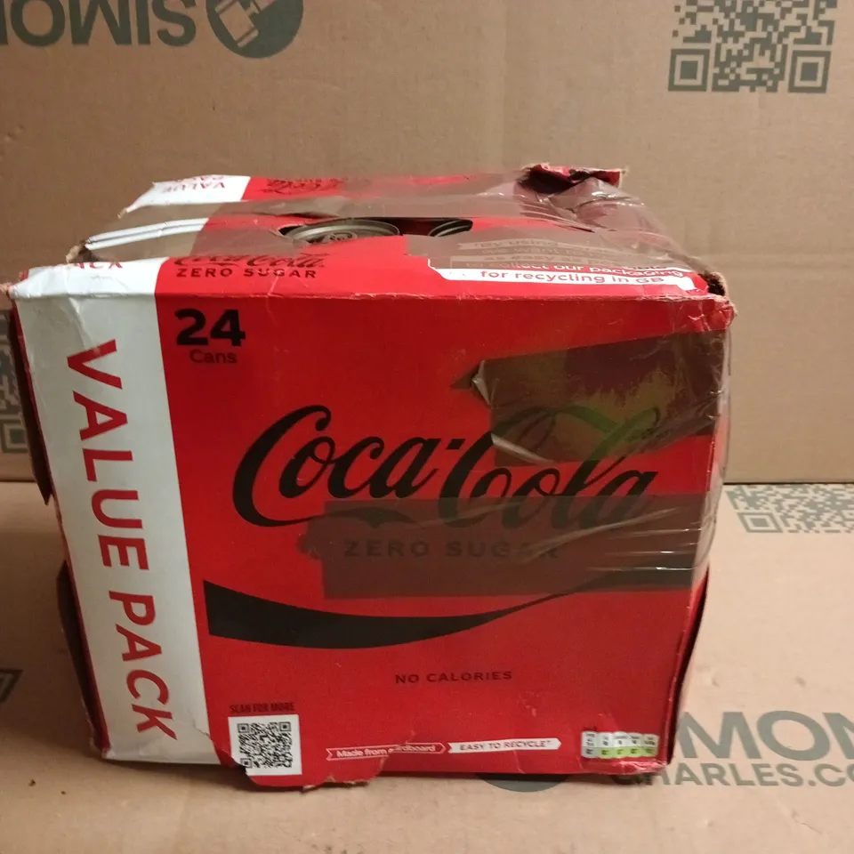 BOX OF APPROXIMATELY 24 CAN OF COCA COLA 