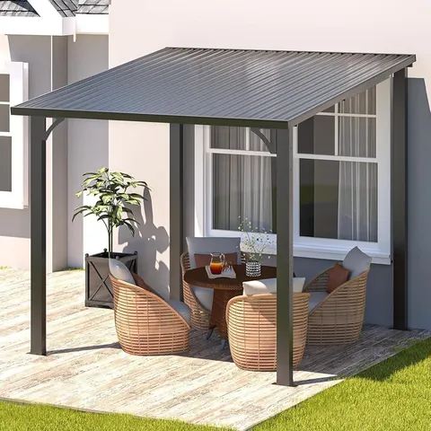 BOXED U-MAX 8' X 8' HARDTOP GAZEBO OUTDOOR PERGOLA - BLACK (2 BOXES)