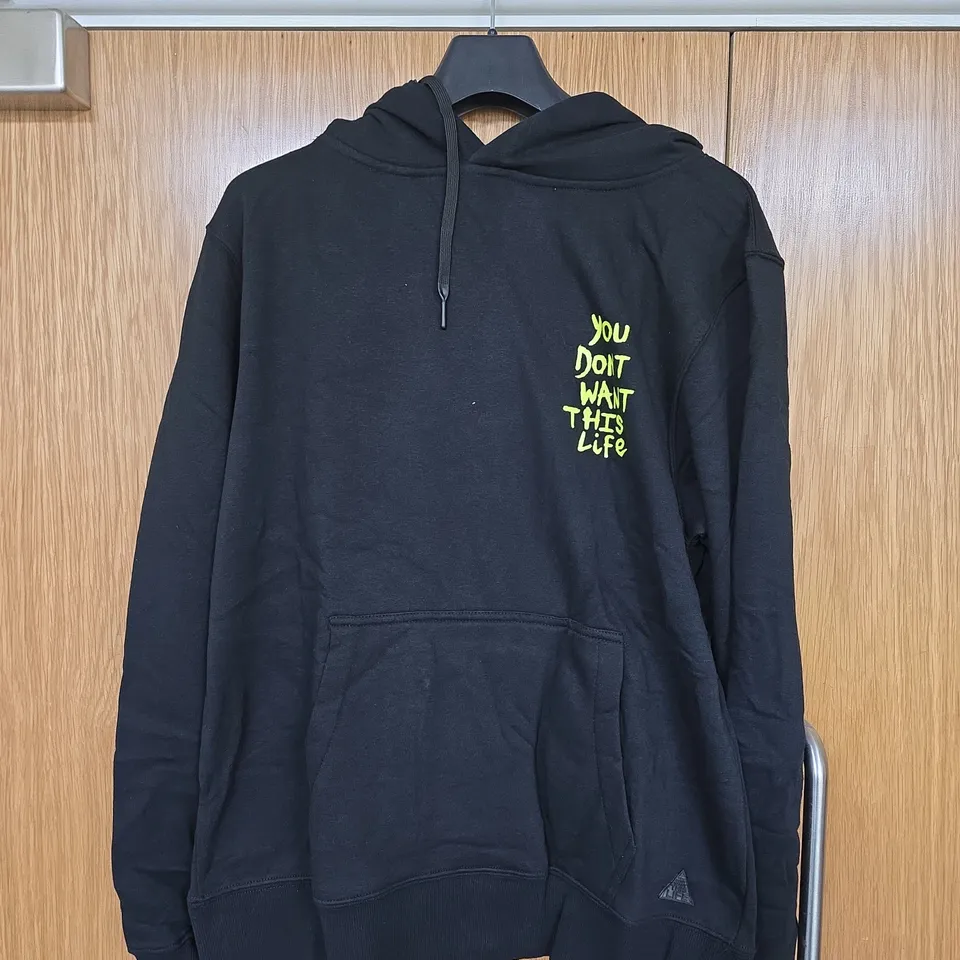 BAGGED YOU DONT WANT THIS LIFE YELLOW PAINTER HOODIE - SIZE M