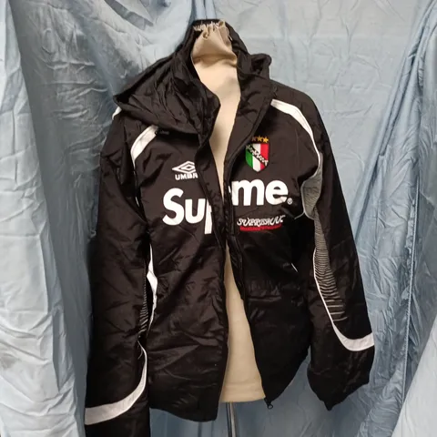 UMBRO X SUPREME TRACK JACKET – MEN'S, BLACK WITH WHITE PIPING, UK SIZE L