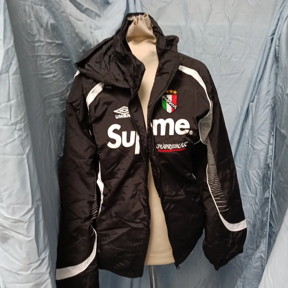 UMBRO X SUPREME TRACK JACKET – MEN'S, BLACK WITH WHITE PIPING, UK SIZE L