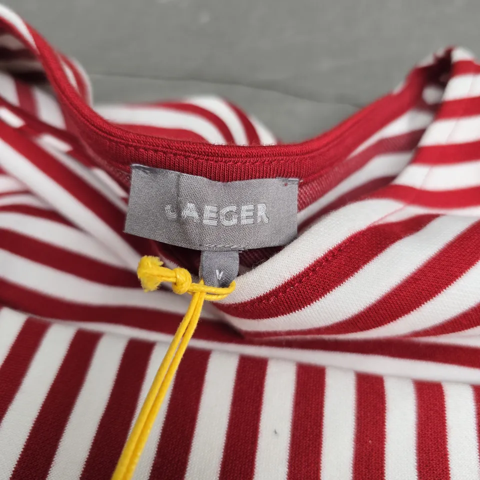 JAEGER RED & WHITE STRIPED KNIT TOP – WOMEN'S