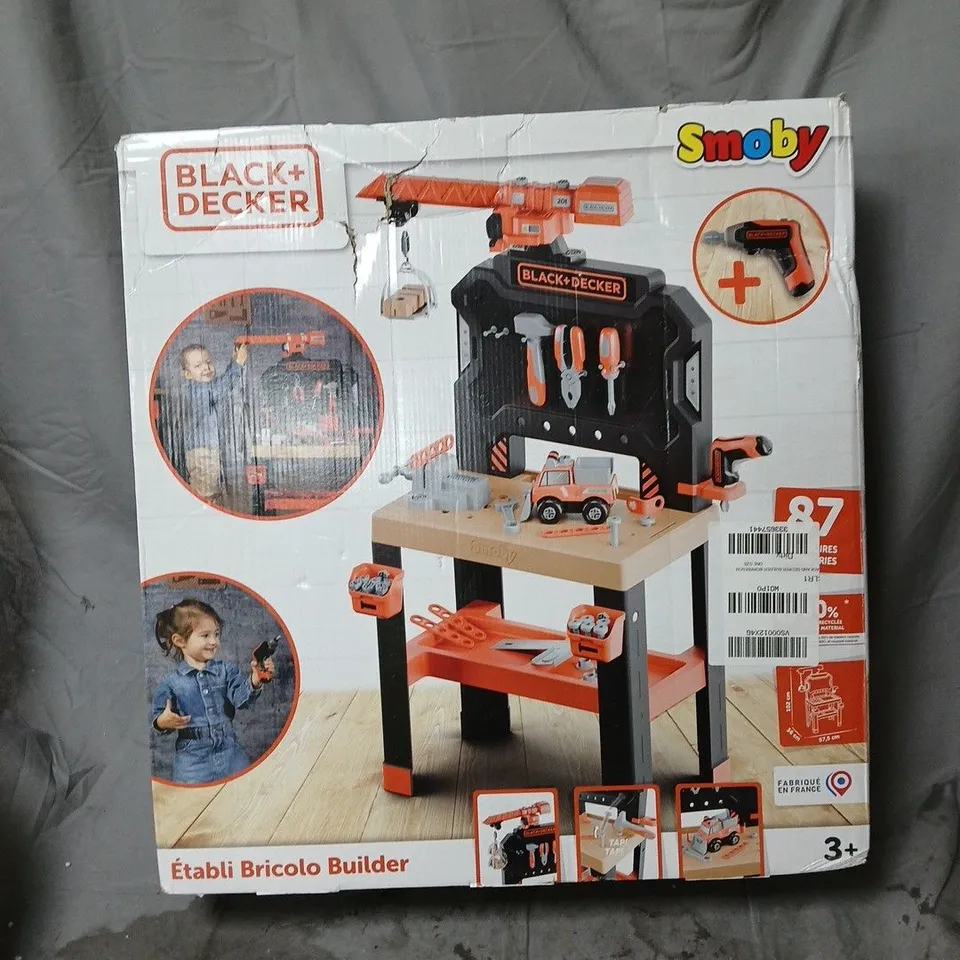 Builder Toy Workbench with Crane