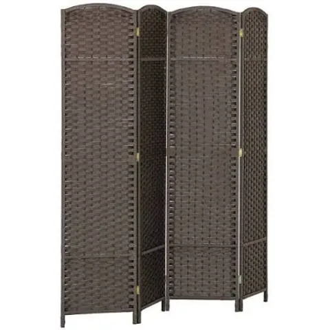 BOXED HOMCOM 4 PANEL FOLDING ROOM DIVIDER, PRIVACY SCREEN, 160 X 170CM, BROWN | BROWN