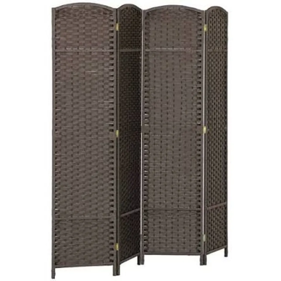BOXED HOMCOM 4 PANEL FOLDING ROOM DIVIDER, PRIVACY SCREEN, 160 X 170CM, BROWN | BROWN