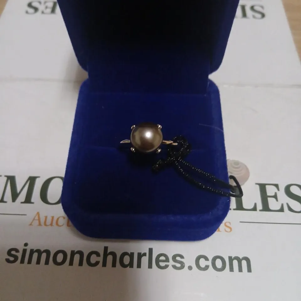 LARA PEARL 9-10MM BUTTON PEARL RING STERLING SILVER 