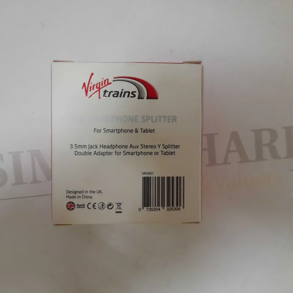 BOX OF APROX 10 VIRGIN TRAINS AUX HEADPHONES SPLITTERS 3.5MM