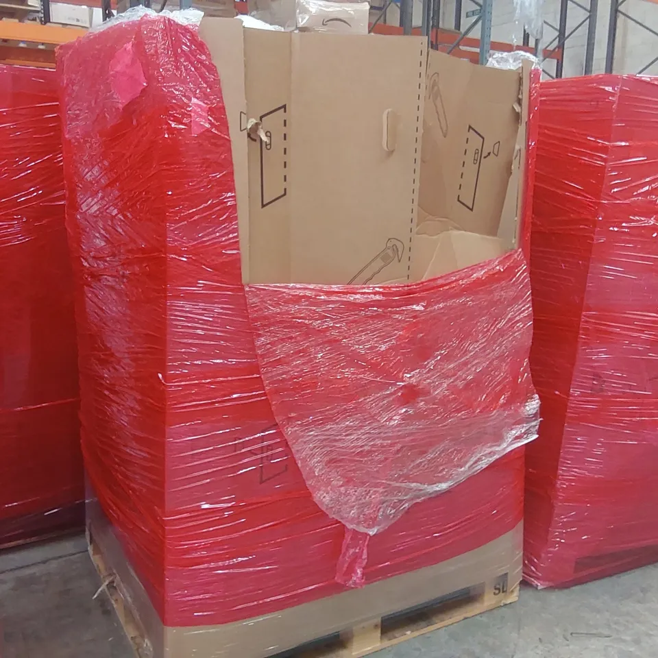 PALLET CONTAINING A LARGE QUANTITY OF ASSORTED ITEMS INCLUDING: BACKPACK, BABY WALKER, BABY'S PORTABLE CHAIR, MAGNETIC KITCHEN KNIFE BLOCK, MATTRESS ECT