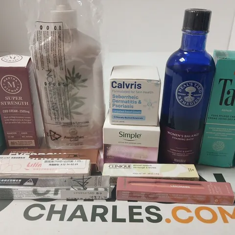 APPROX 12 ASSORTED BEAUTY PRODUCTS TO INCLUDE TAL FOOT BATH SALTS, SIMPLE WATER CREAM, NEALS YARD REMEDIES FOAMING BATH, ETC