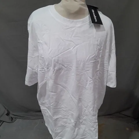 THREADBARE RELAXED FIT OVERSIZED CHUNKY RIB TSHIRT IN WHITE SIZE L