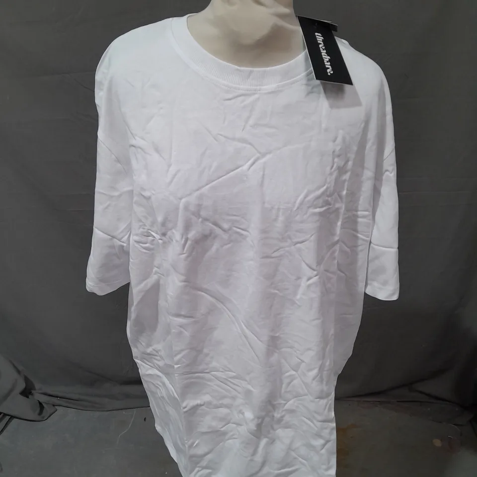 THREADBARE RELAXED FIT OVERSIZED CHUNKY RIB TSHIRT IN WHITE SIZE L