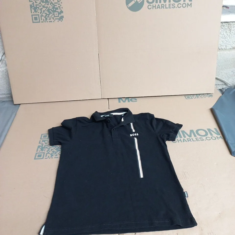 HUGO BOSS POLO SHIRT – BLACK, SHORT SLEEVE, CHEST LOGO, SIZE 12/13 (YOUTH)