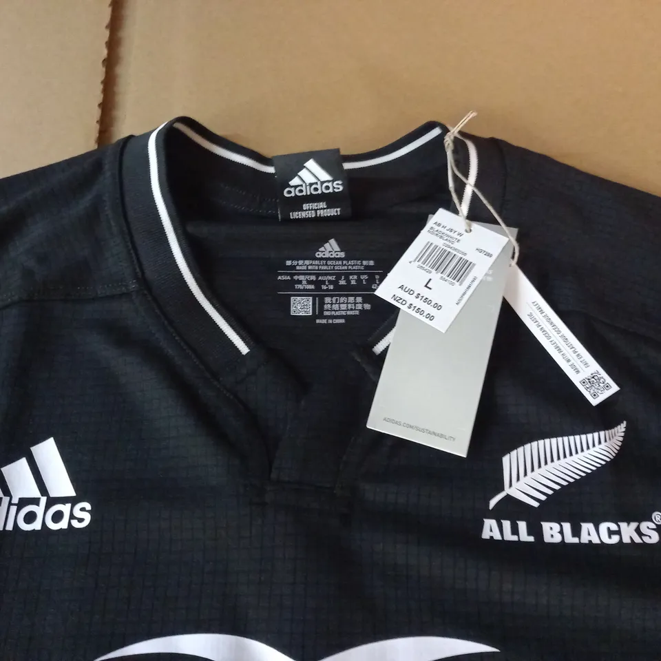 ALL BLACKS ADIDAS BLACK SPORTS T-SHIRT - L