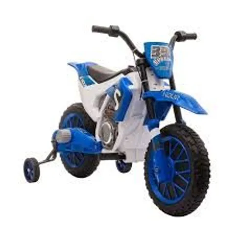 BOXED HOMCOM 12V KIDS ELECTRIC MOTORCYCLE RIDE-ON, WITH TRAINING WHEELS, FOR AGES 3-6 YEARS - BLUE