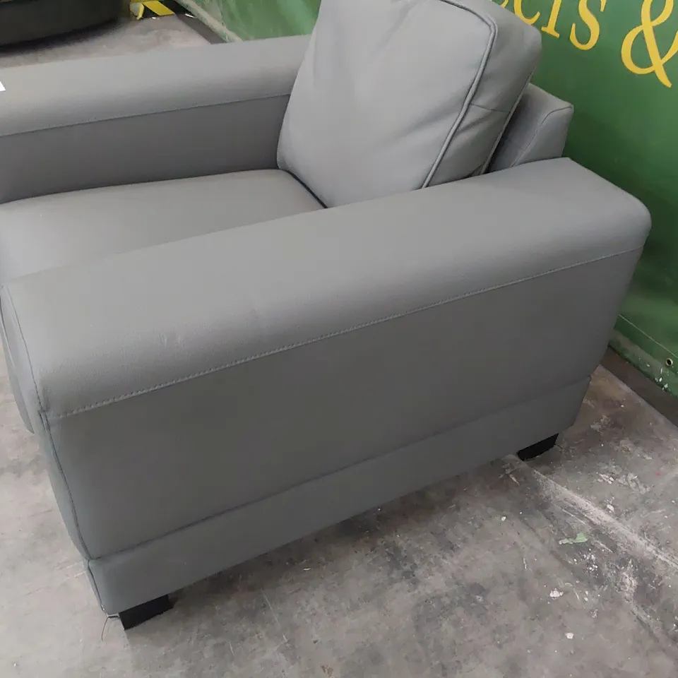 DESIGNER EASY CHAIR GREY LEATHER 