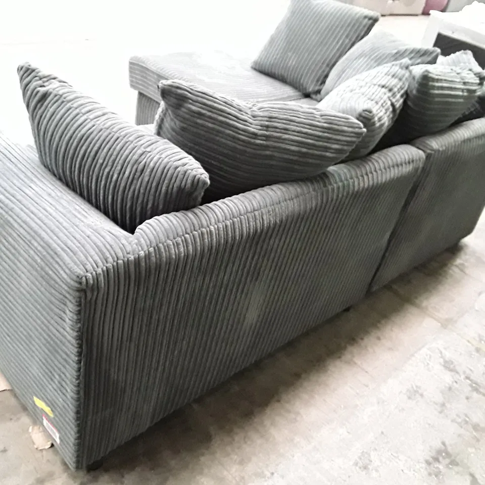 DESIGNER DUVERNAY GREY CORDED FABRIC CORNER SOFA - GREY JUMBO CORD FABRIC  
