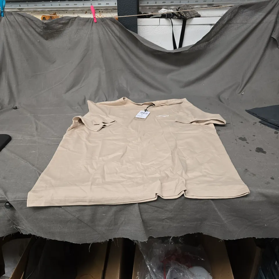 CARHARTT S/S SCRIPT EMBROIDERY T-SHIRT – XL – FLEUR DE SEL / WHITE