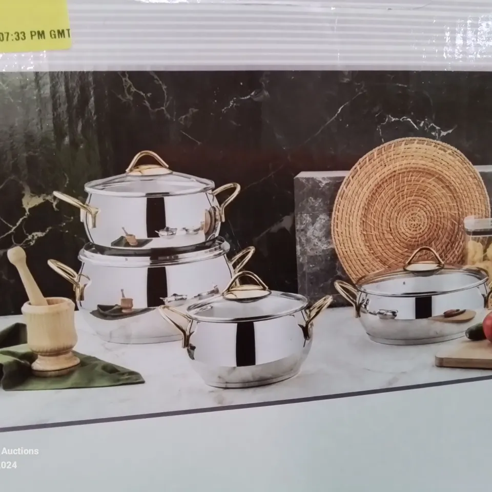 BOXED ELORA 8-PIECE STAINLESS STEEL COOKWARE SET