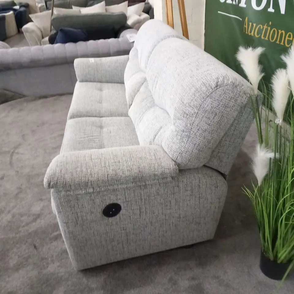 DESIGNER G PLAN STRATFORD HARBOUR SLATE FABRIC ELECTRIC RECLININNG THREE SEATER SOFA