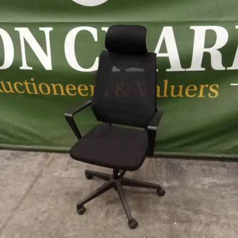 MESH OFFICE CHAIR WITH HEADREST - BLACK