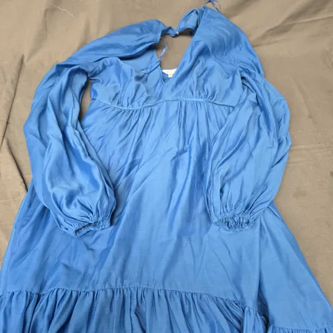 MONSOON BLUE RUFFLE MAXI DRESS - 12