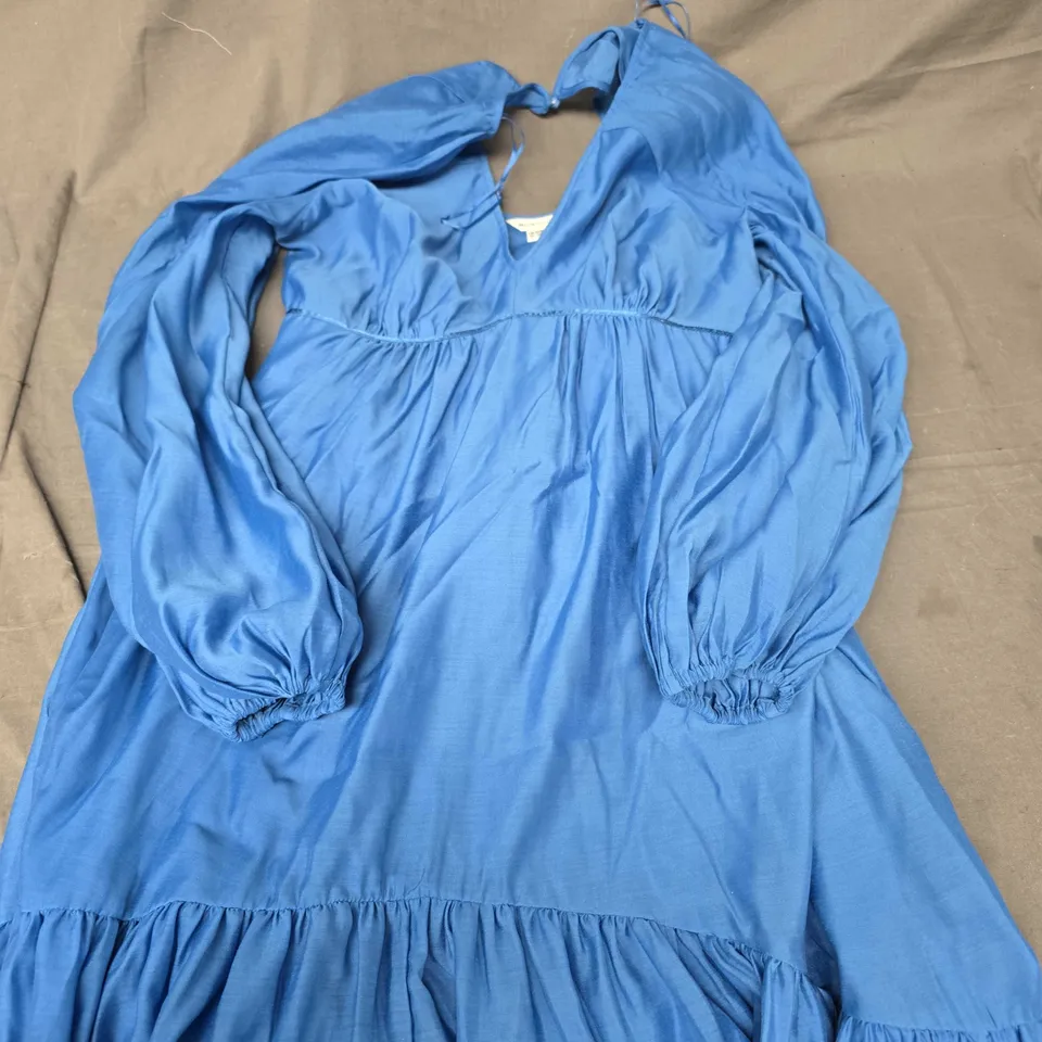 MONSOON BLUE RUFFLE MAXI DRESS - 12