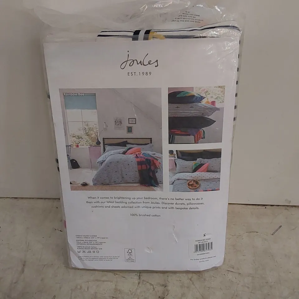 BAGGED RAINBOW BEE PINK/GREY/YELLOW MODERN DUVET SET // SIZE: SINGLE 