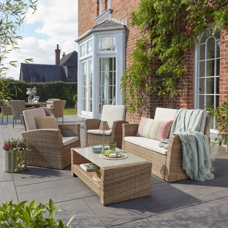 BOXED MALTA RATTAN EFFECT CONVERSATION SET - NATURAL (1 BOX)