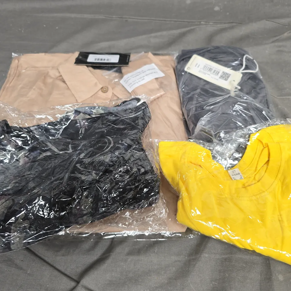 LARGE BOX OF APPROXIMATELY 20 ASSORTED CLOTHING ITEMS IN VARIOUS SIZES, STYLES AND COLOURS