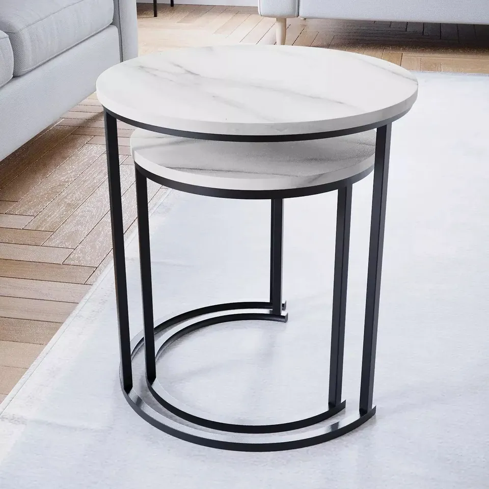 BOXED VIDA DESIGNS BROOKLYN NEST OF 2 ROUND TABLES