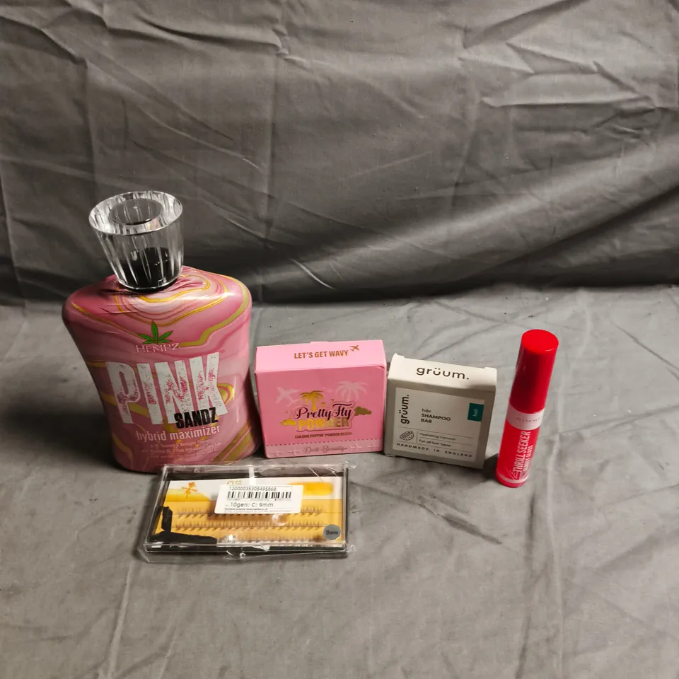 APPROXIMATELY 20 HEALTH AND BEAUTY PRODUCTS TO INCLUDE PINK SANDS HYBRID MAXIMIZER, GRUUM SHAMPOO AND RIMMEL LIP GLOSS