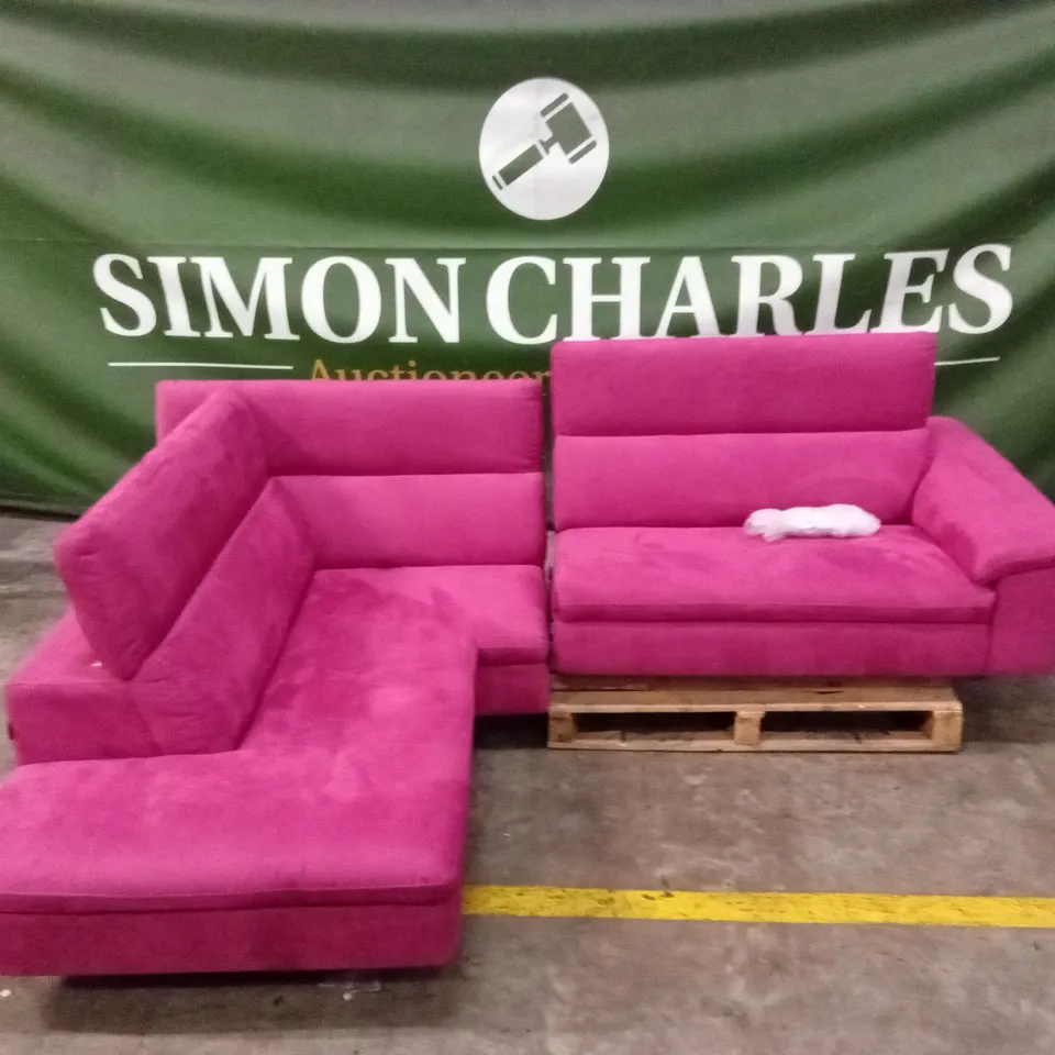 QUALITY DESIGNER ITALIAN MADE MARTINE ELECTRIC RECLINER CORNER CHAISE SOFA - CARBON BLUSH